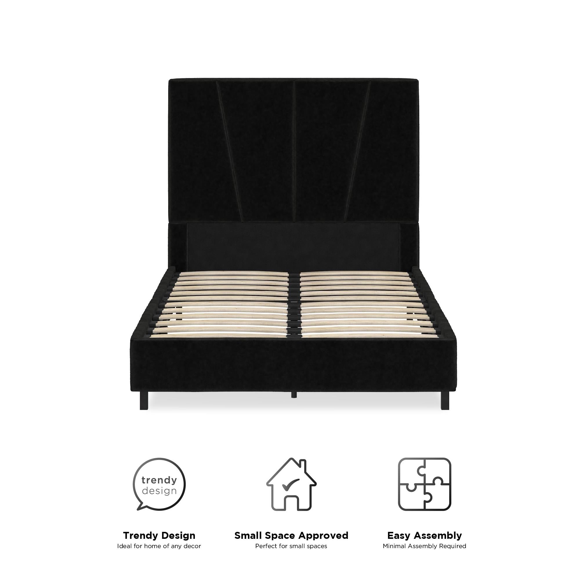 RealRooms Maverick Upholstered Bed - Black - Twin