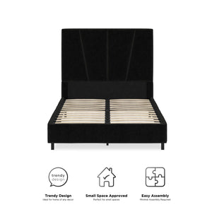 RealRooms Maverick Upholstered Bed - Black - Twin