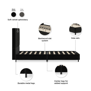 RealRooms Maverick Upholstered Bed - Black - Twin