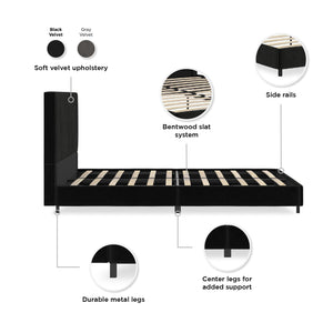 RealRooms Maverick Upholstered Bed - Black - Full