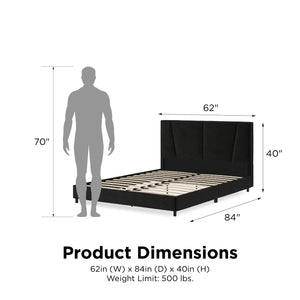 RealRooms Maverick Upholstered Bed - Black - Queen
