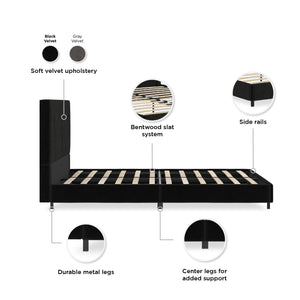 RealRooms Maverick Upholstered Bed - Black - Queen