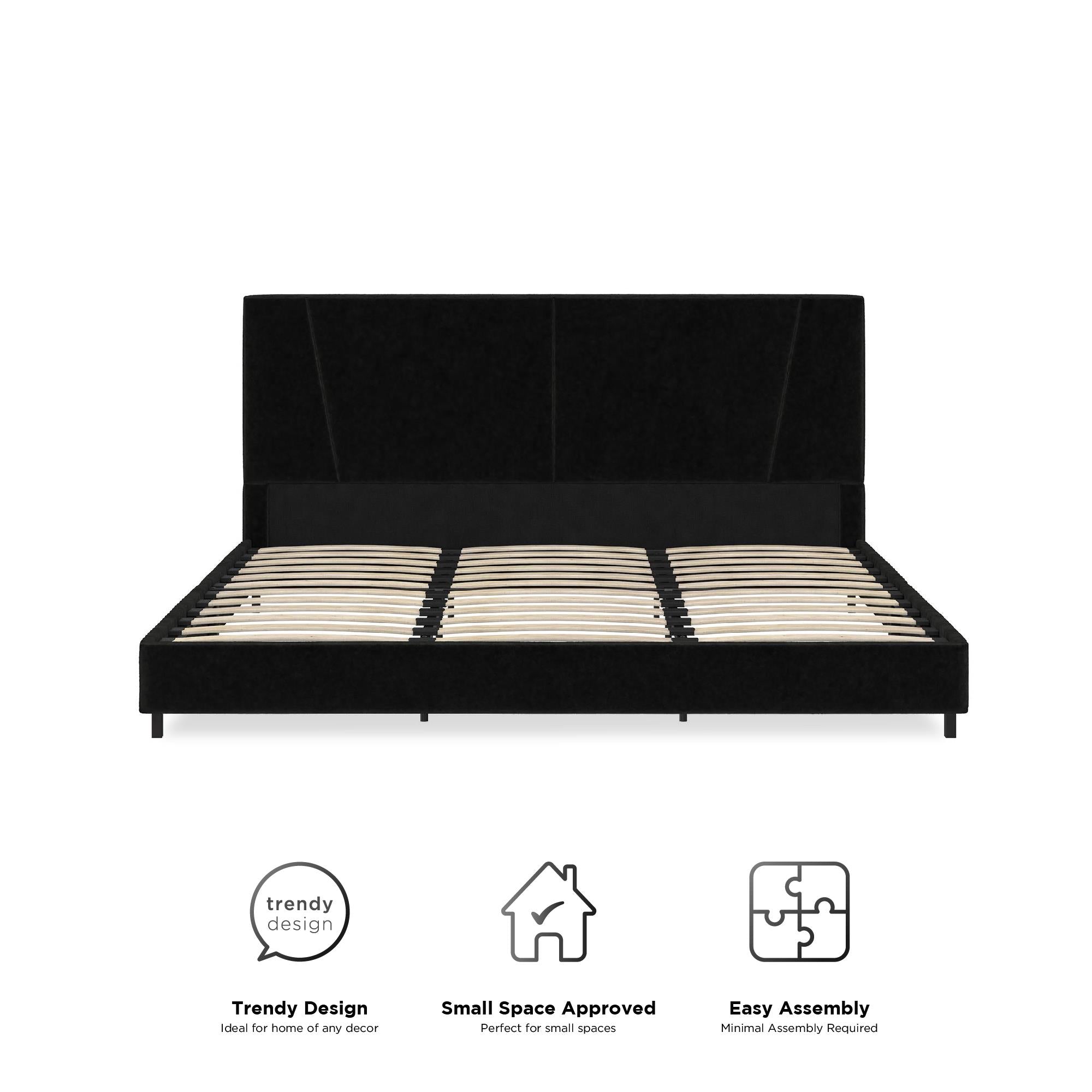 RealRooms Maverick Upholstered Bed - Black - King