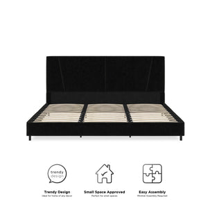 RealRooms Maverick Upholstered Bed - Black - King