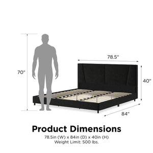 RealRooms Maverick Upholstered Bed - Black - King