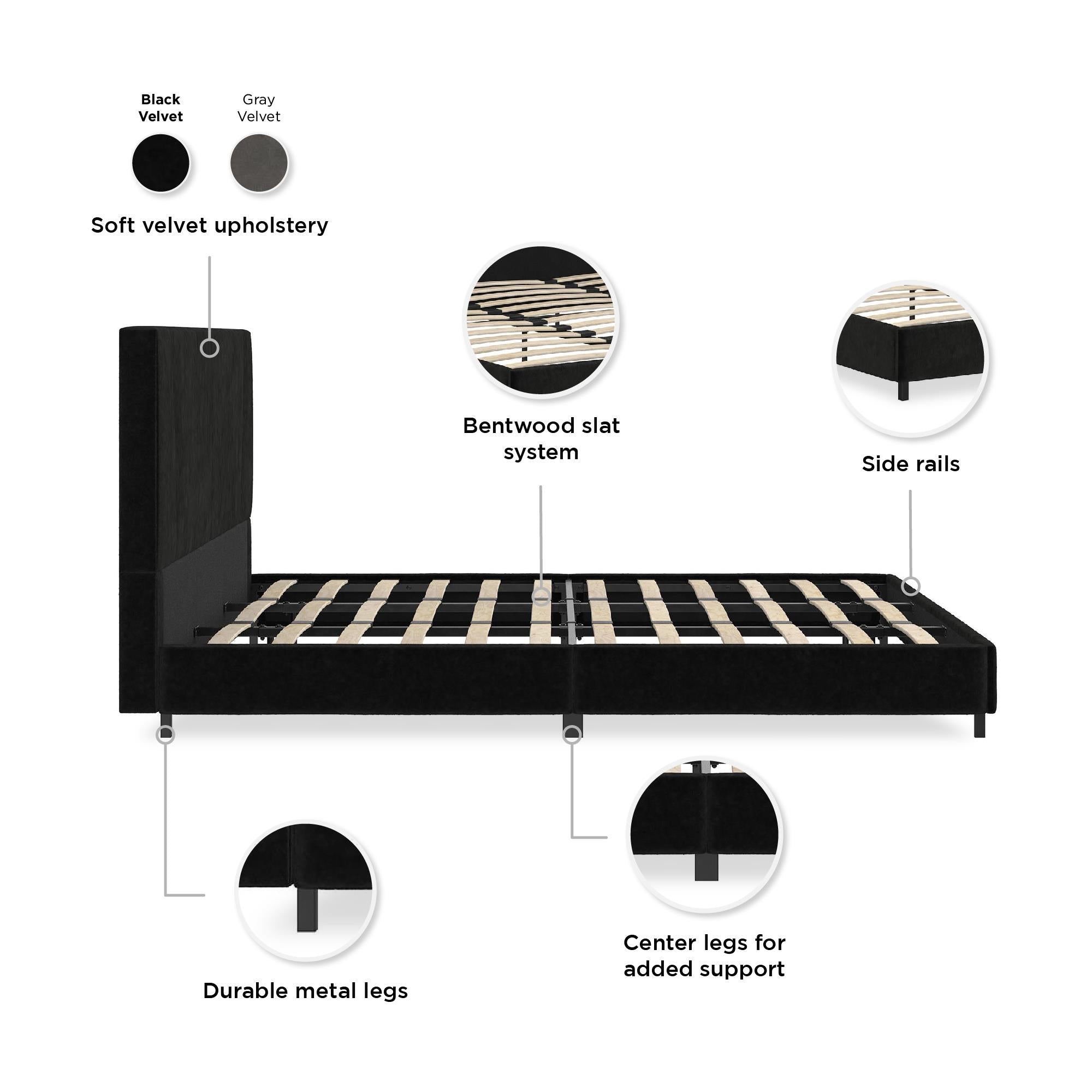 RealRooms Maverick Upholstered Bed - Black - King