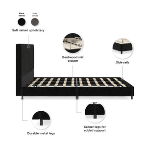 RealRooms Maverick Upholstered Bed - Black - King
