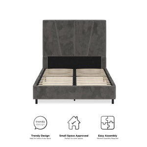 RealRooms Maverick Upholstered Bed - Gray - Twin