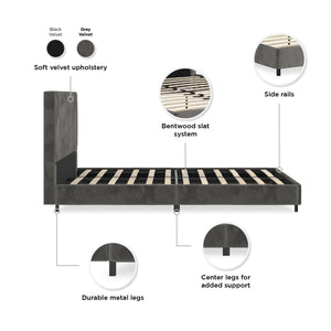 RealRooms Maverick Upholstered Bed - Gray - Full