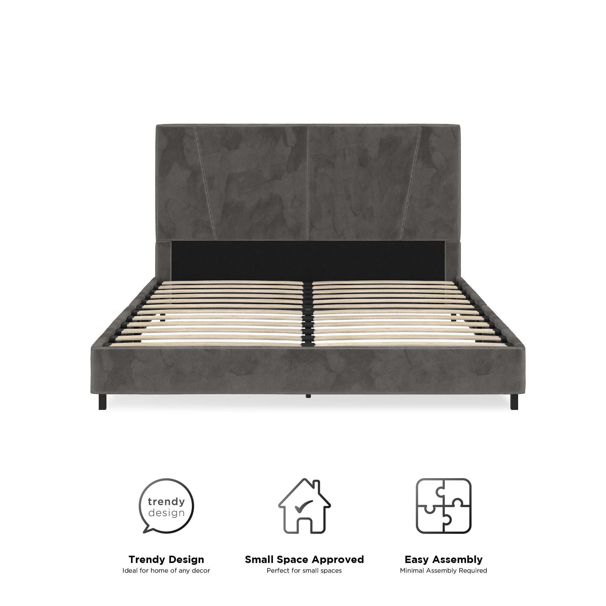 RealRooms Maverick Upholstered Bed - Gray - Full
