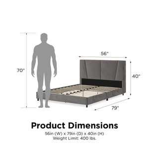 RealRooms Maverick Upholstered Bed - Gray - Full