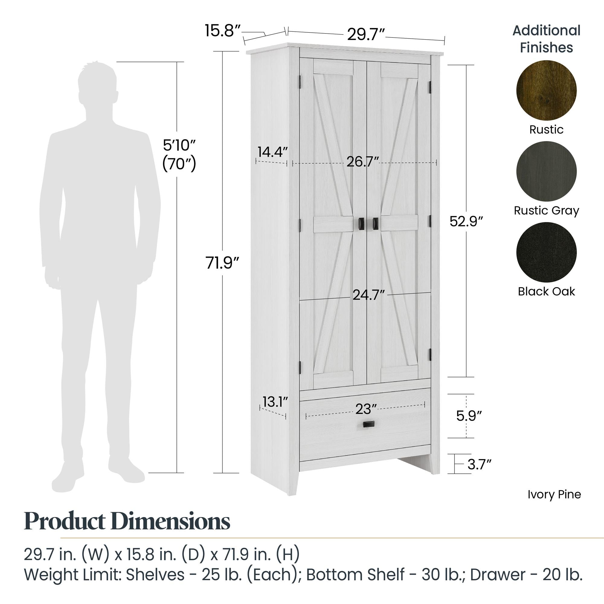 Systembuild Evolution Farmington 30" Wide Storage Cabinet - Ivory Pine
