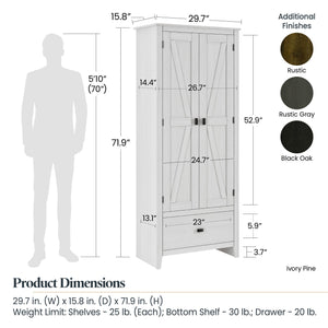 Systembuild Evolution Farmington 30" Wide Storage Cabinet - Ivory Pine
