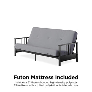 DHP Harlow Futon Set with Metal Futon Frame and 6" Polyester Mattress - Herringbone
