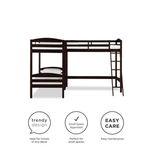 DHP Clearwater Wood Triple Bunk Bed - Espresso - Twin