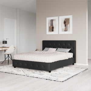 DHP Dakota Upholstered Bed Frame - Black Faux Leather - Full