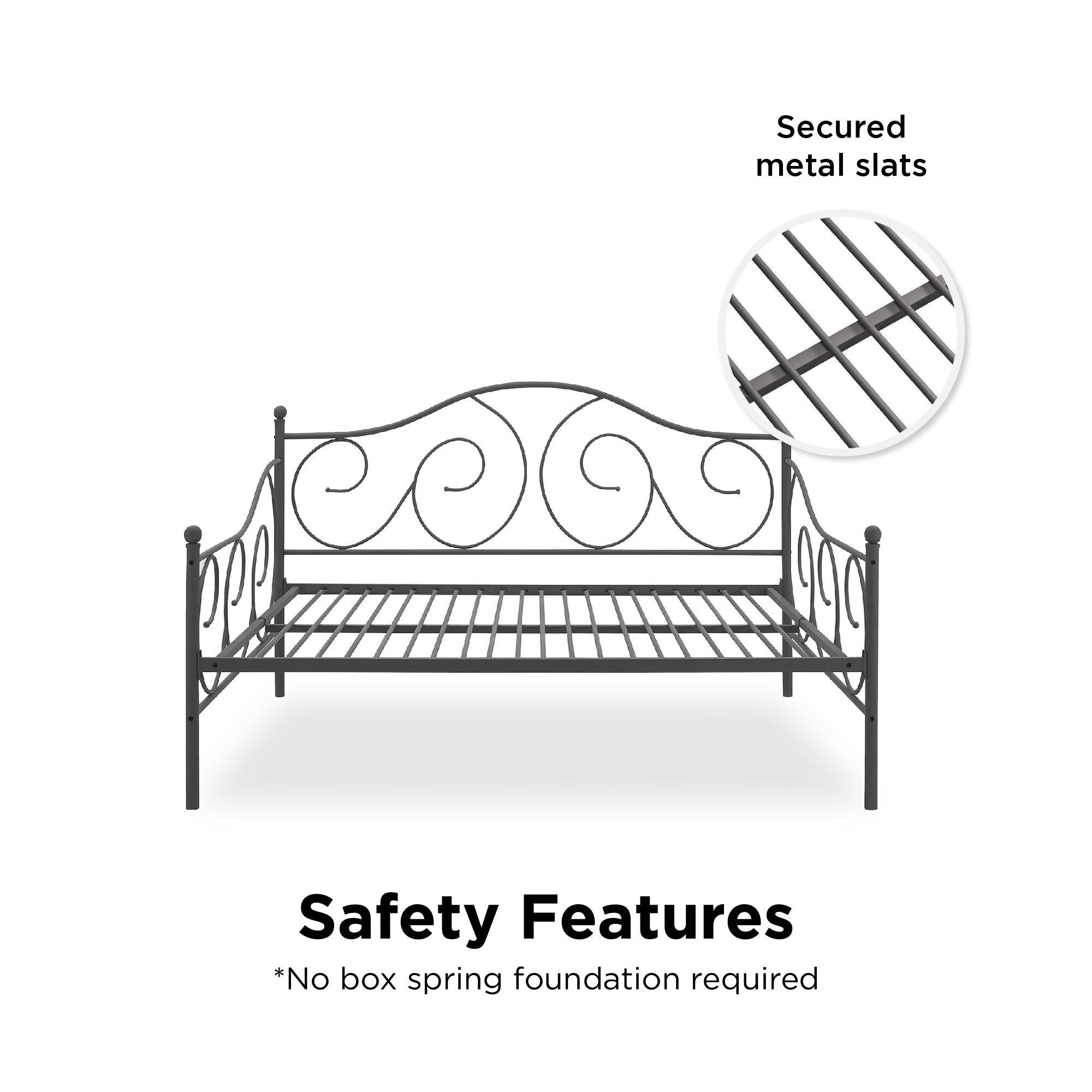 DHP Victoria Metal Daybed - Pewter - Full