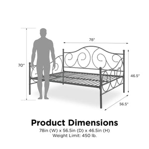 DHP Victoria Metal Daybed - Pewter - Full