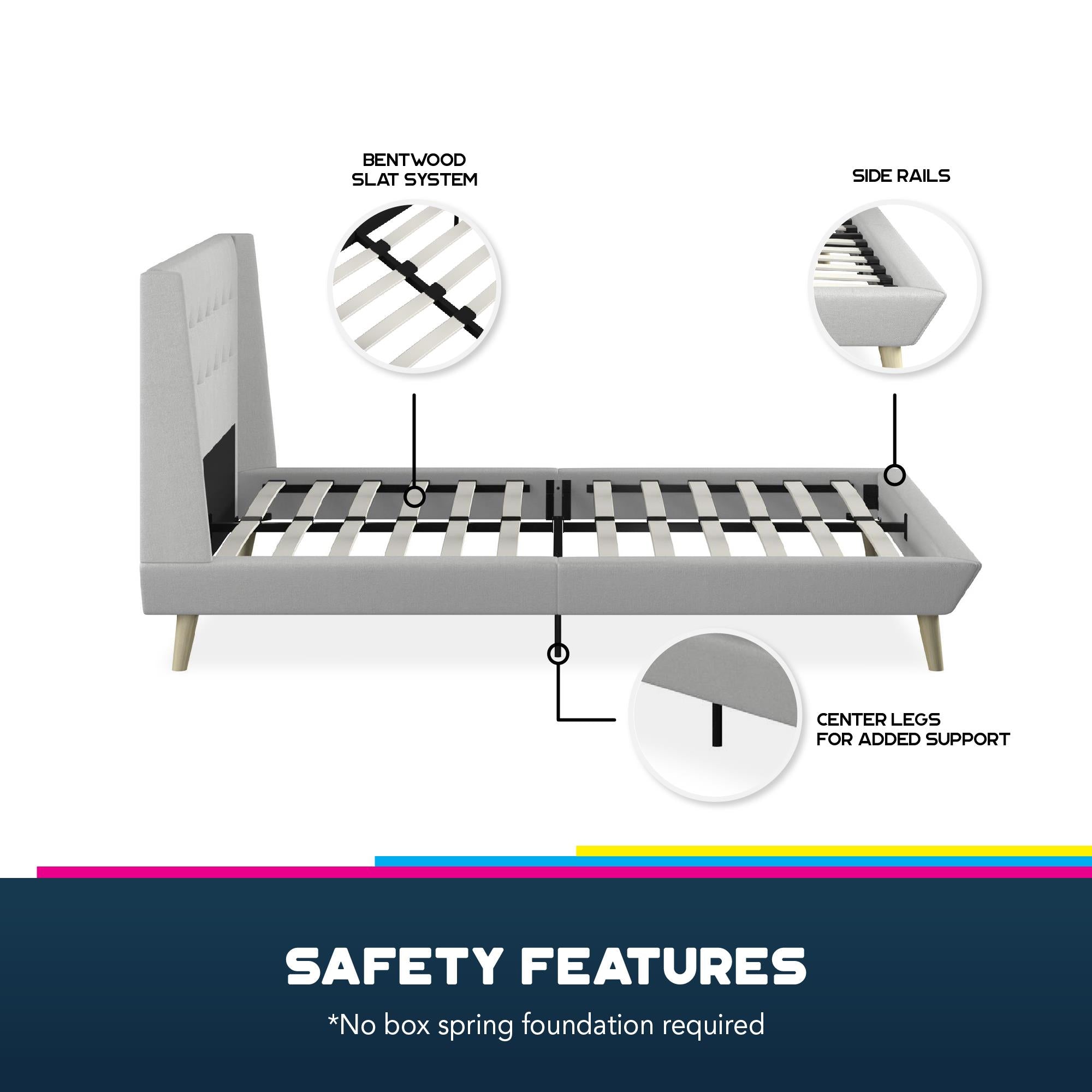 DHP Aliyah Upholstered Bed Frame - Light Gray - Full