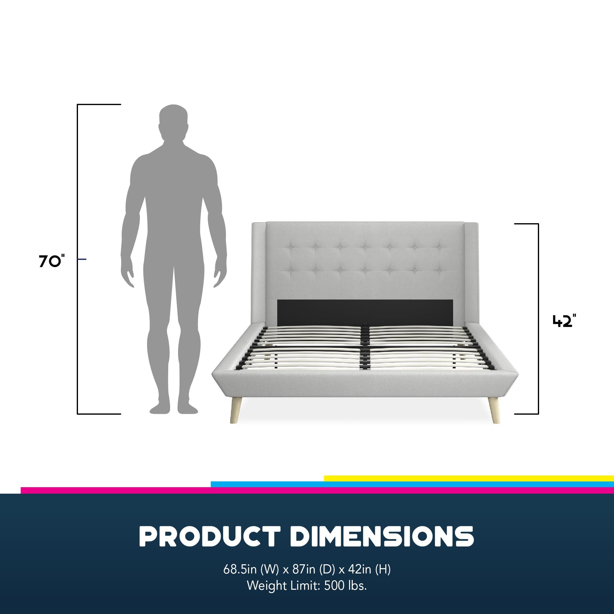 DHP Aliyah Upholstered Bed Frame - Light Gray - Queen