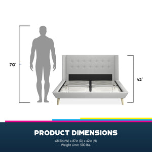 DHP Aliyah Upholstered Bed Frame - Light Gray - Queen