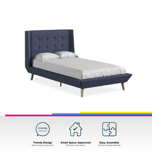 DHP Aliyah Upholstered Bed Frame - Blue - Twin