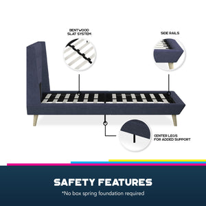 DHP Aliyah Upholstered Bed Frame - Blue - Twin