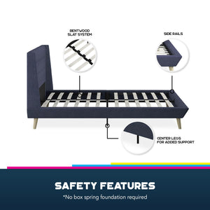 DHP Aliyah Upholstered Bed Frame - Blue - Full