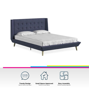 DHP Aliyah Upholstered Bed Frame - Blue - Queen