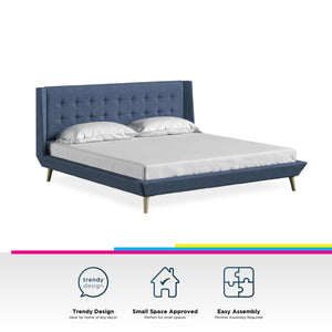 DHP Aliyah Upholstered Bed Frame - Blue - King