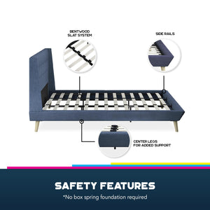 DHP Aliyah Upholstered Bed Frame - Blue - King