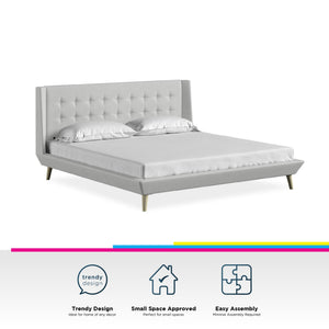 DHP Aliyah Upholstered Bed Frame - Light Gray - King