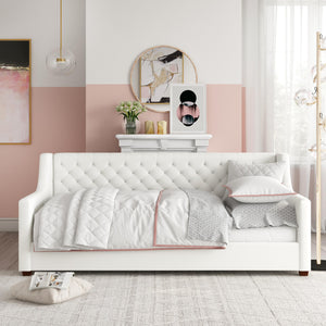 DHP Jordyn Upholstered Daybed, White Faux Leather - White - Twin