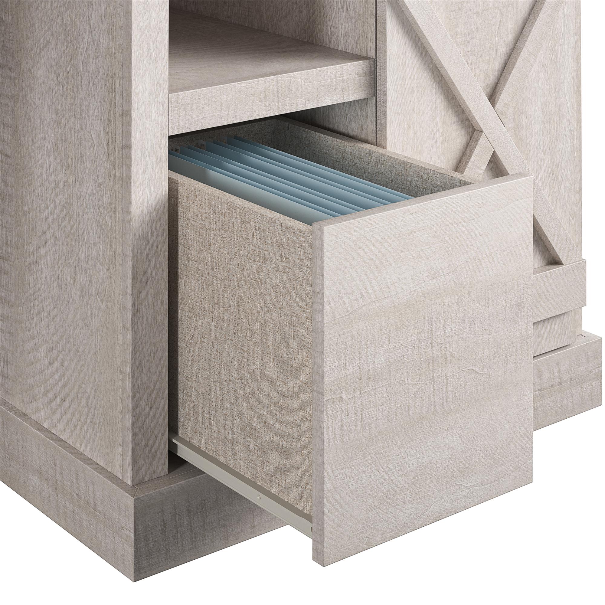 Ameriwood Home Knox County Single Pedestal Computer Desk - Rustic White