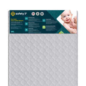 Safety 1st Grow with Me 5" Dual Sided 2-in-1 Antimicrobial Crib & Toddler Mattress, White Cloud - White - Crib & Toddler Mattress