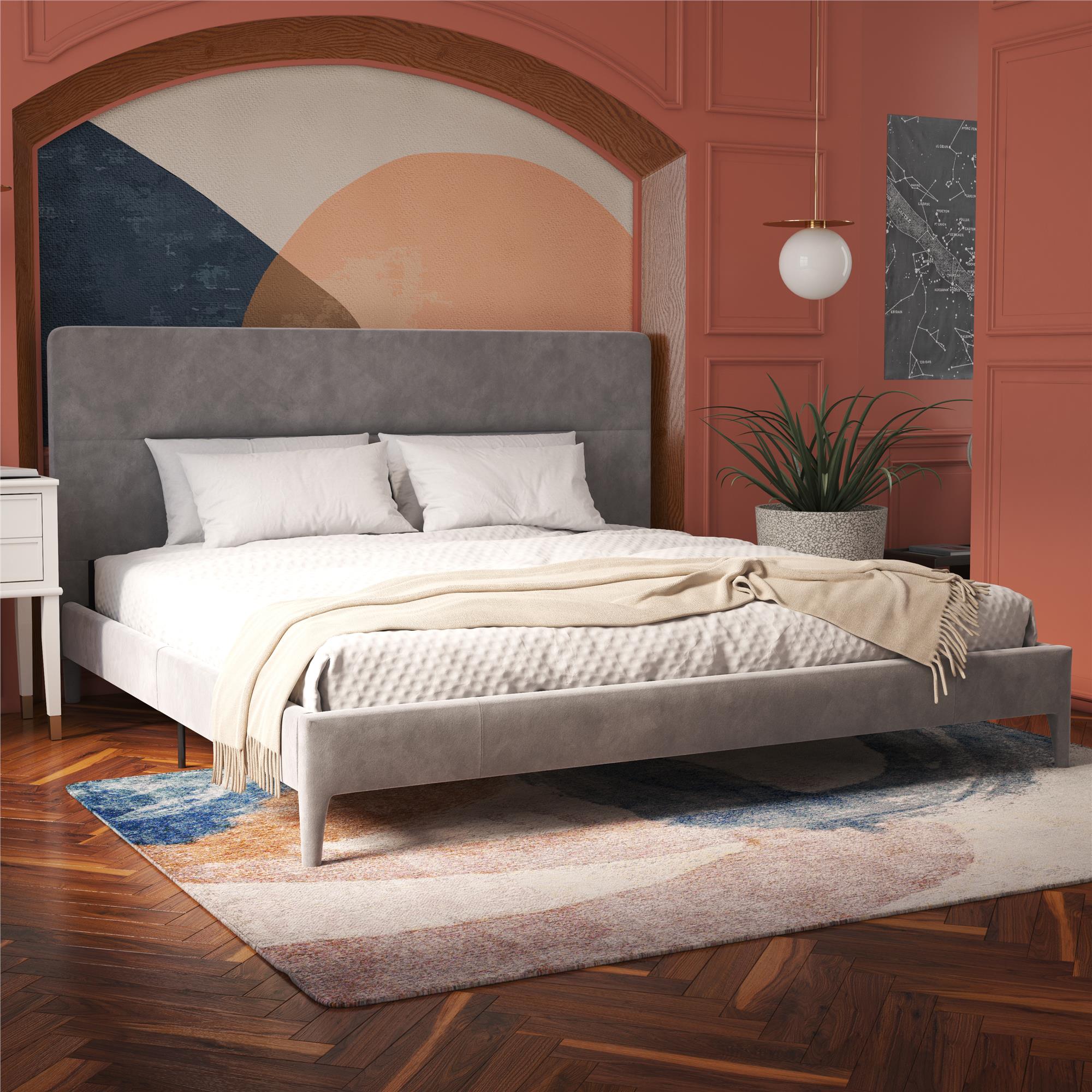 CosmoLiving Westerleigh Upholstered Bed - Light Gray - King