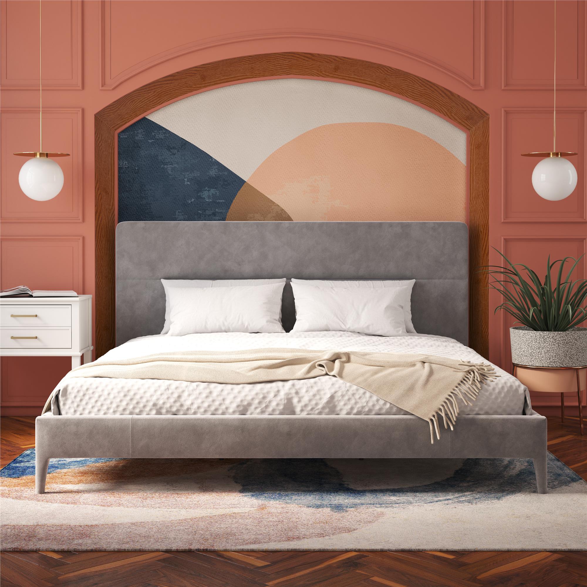 CosmoLiving Westerleigh Upholstered Bed - Light Gray - King