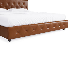 DHP Dakota Upholstered Bed Frame - Camel Faux Leather - King