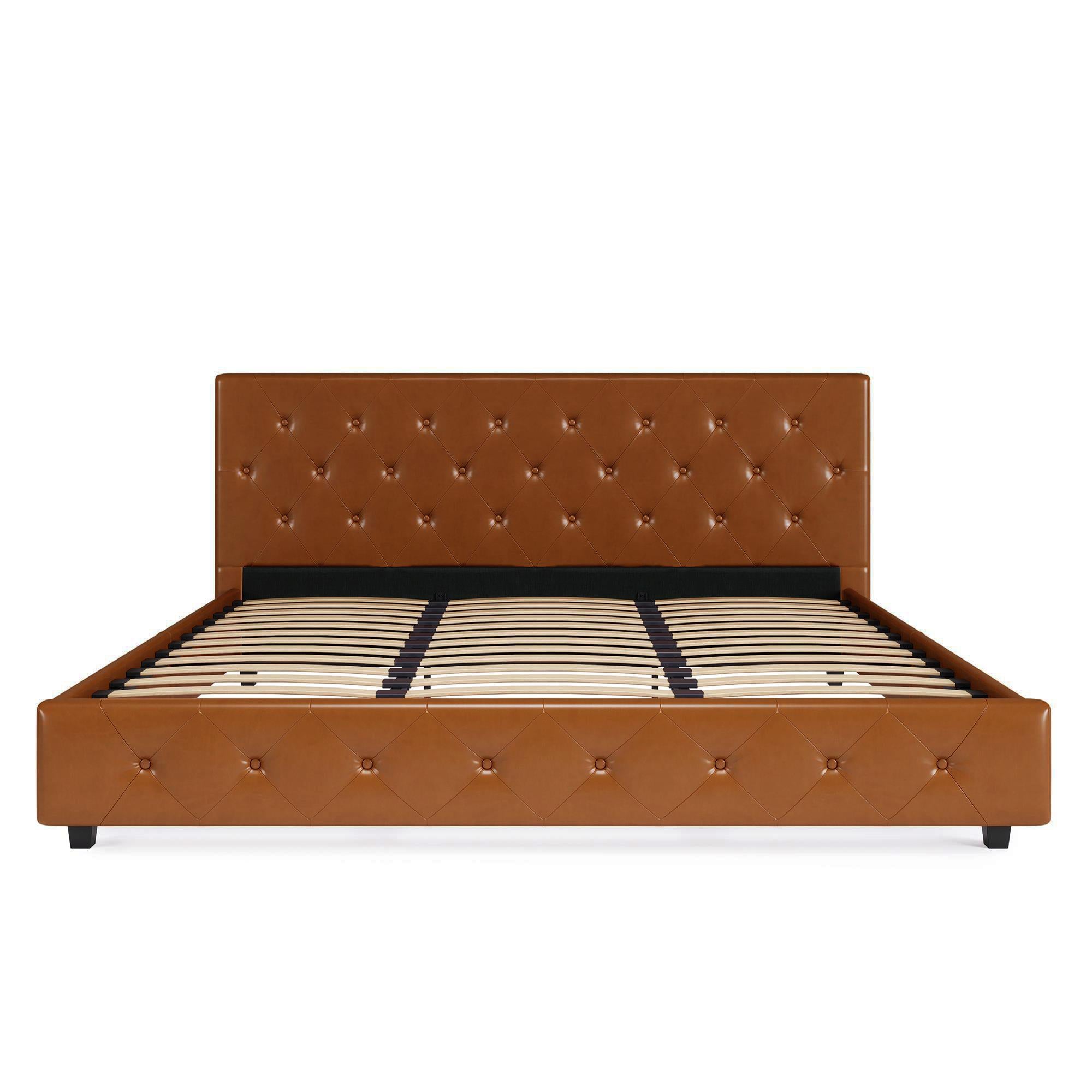 DHP Dakota Upholstered Bed Frame - Camel Faux Leather - King
