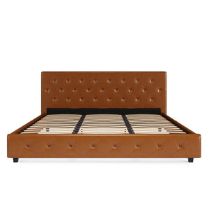 DHP Dakota Upholstered Bed Frame - Camel Faux Leather - King
