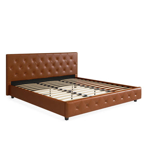 DHP Dakota Upholstered Bed Frame - Camel Faux Leather - King
