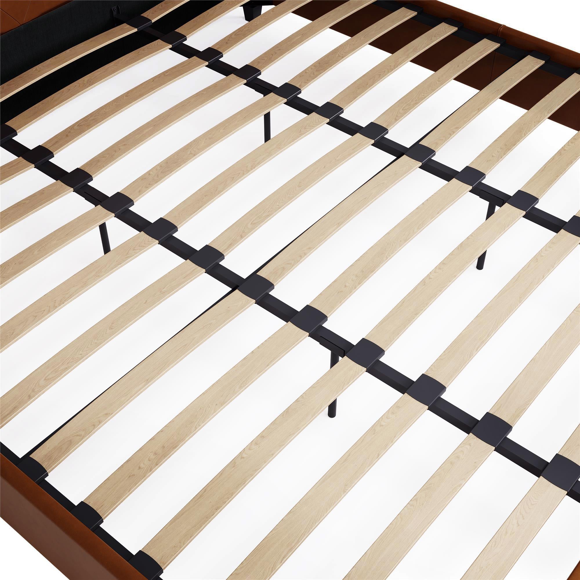 DHP Dakota Upholstered Bed Frame - Camel Faux Leather - King