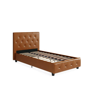 DHP Dakota Upholstered Bed Frame - Camel Faux Leather - Twin