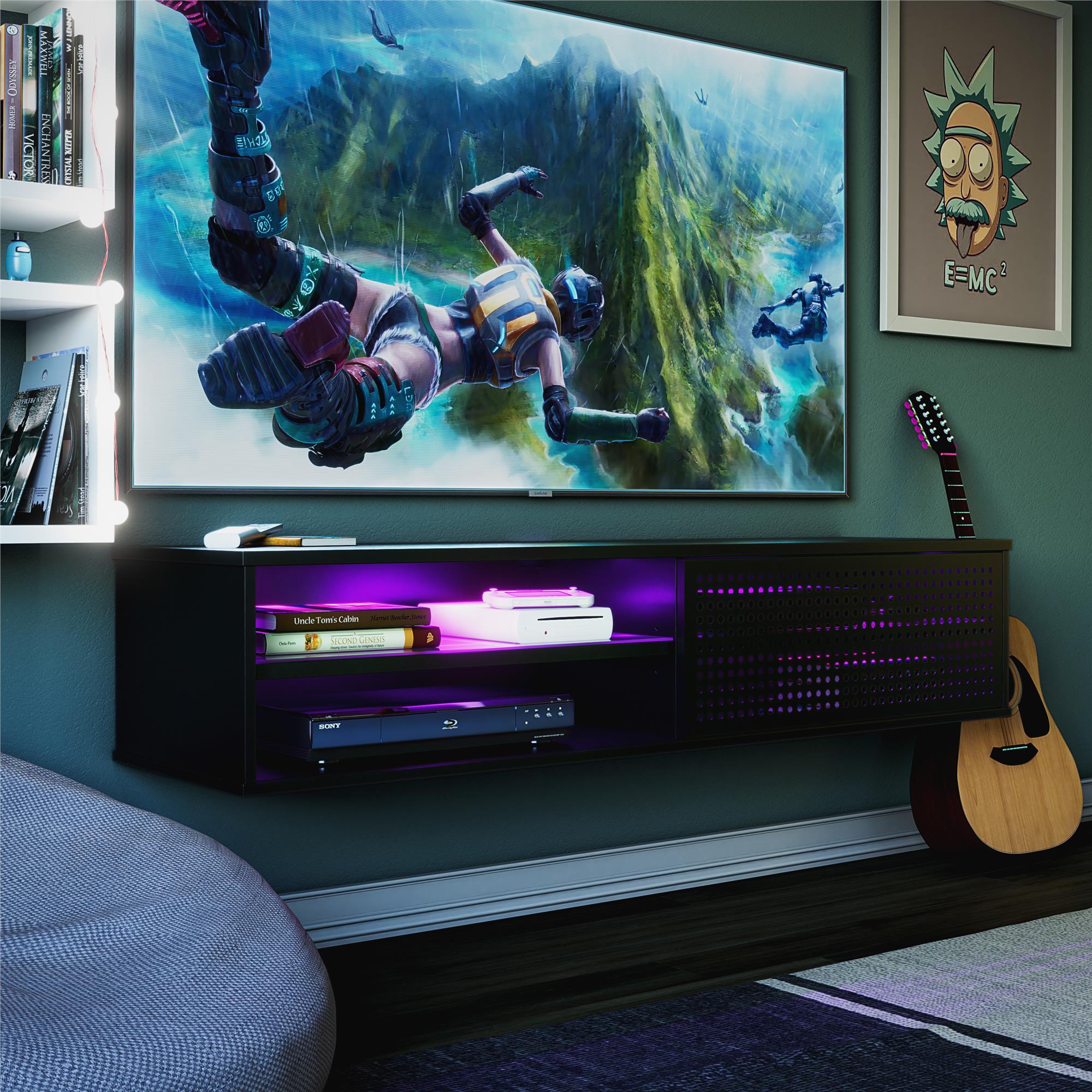 NTense Glitch Floating TV Stand for TVs up to 60" - Black