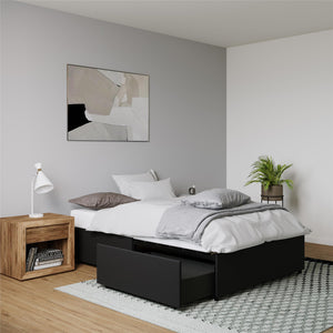 DHP Maven Bed Frame with Storage - Black Faux Leather - Full