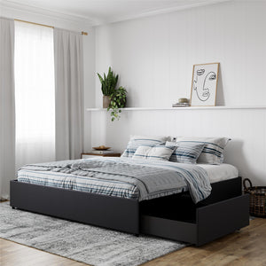 DHP Maven Bed Frame with Storage - Black Faux Leather - King