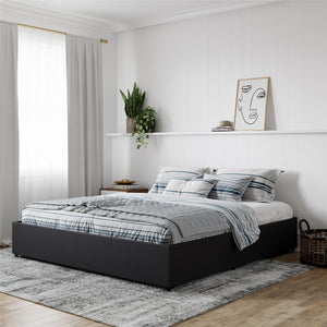DHP Maven Bed Frame with Storage - Black Faux Leather - King