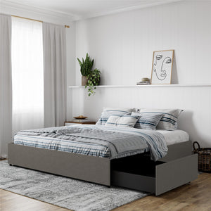 DHP Maven Bed Frame with Storage - Grey Linen - King