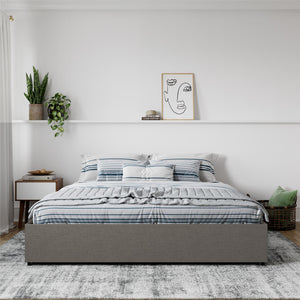 DHP Maven Bed Frame with Storage - Grey Linen - King