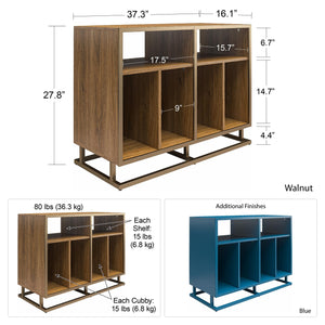 Novogratz Regal Double Wide Record Station/Accent Cabinet - Blue